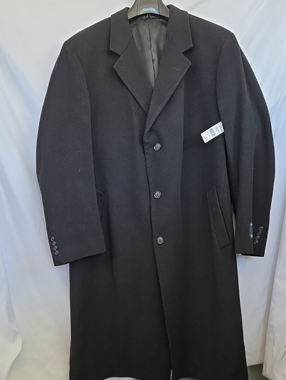 NWT London Fog Black Wool Overcoat 46L Heavyweight Top Coat Long Jacket